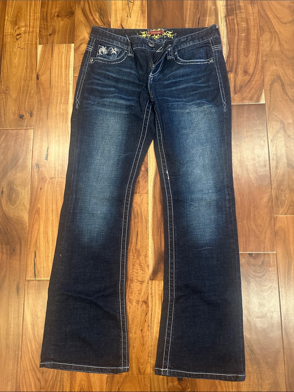 Maurices Dark Blue Flare Jeans with Contrast Stitching